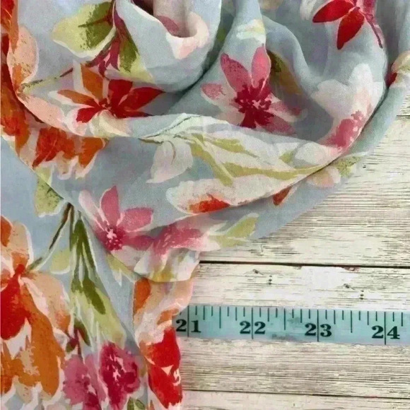 J. Jill Blouse Medium Floral Tunic Long Slit Sleeve Round Neck Rayon Lightweight - Picture 8 of 8